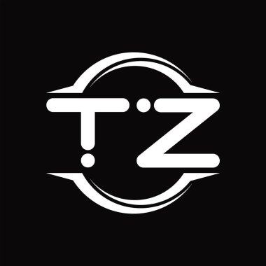TZ Logo monogram with circle rounded slice shape blackground design template