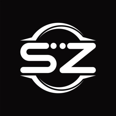 SZ Logo monogram with circle rounded slice shape blackground design template