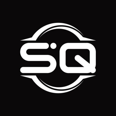 SQ Logo monogram with circle rounded slice shape blackground design template