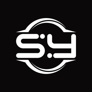 SY Logo monogram with circle rounded slice shape blackground design template