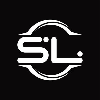 SL Logo monogram with circle rounded slice shape blackground design template
