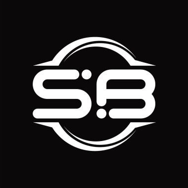 SB Logo monogram with circle rounded slice shape blackground design template