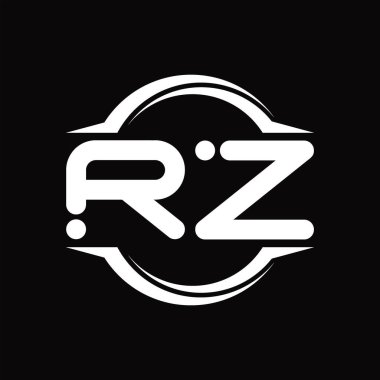 RZ Logo monogram with circle rounded slice shape blackground design template