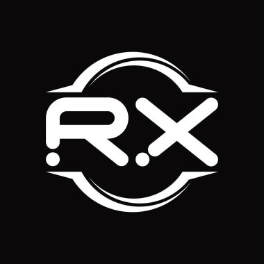 RX Logo monogram with circle rounded slice shape blackground design template