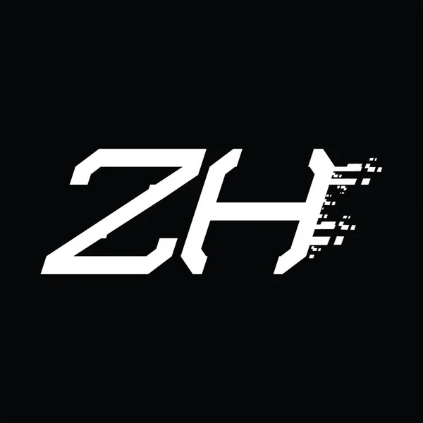 Zhロゴモノグラム抽象速度技術ブラックグランドデザインテンプレート — ストックベクタ