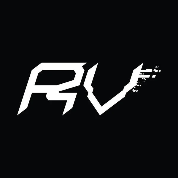 Rvロゴモノグラム抽象速度技術ブラックグランドデザインテンプレート — ストックベクタ