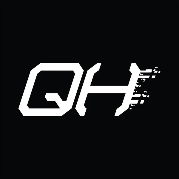 Qhロゴモノグラム抽象速度技術ブラックグランドデザインテンプレート — ストックベクタ