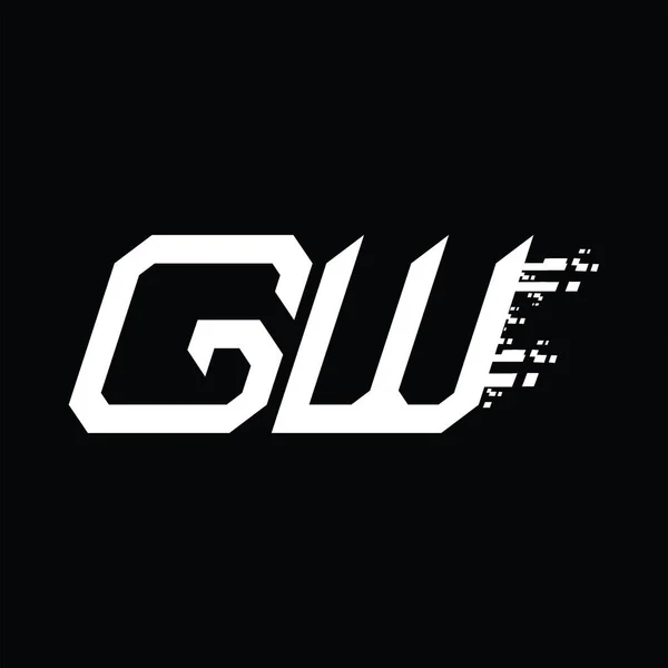 Gwロゴモノグラム抽象速度技術ブラックグランドデザインテンプレート — ストックベクタ