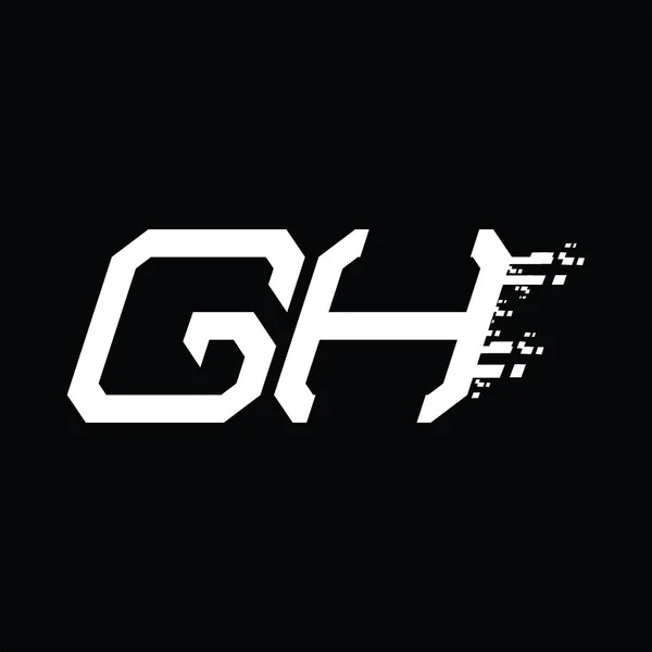 Ghロゴモノグラム抽象速度技術ブラックグランドデザインテンプレート — ストックベクタ