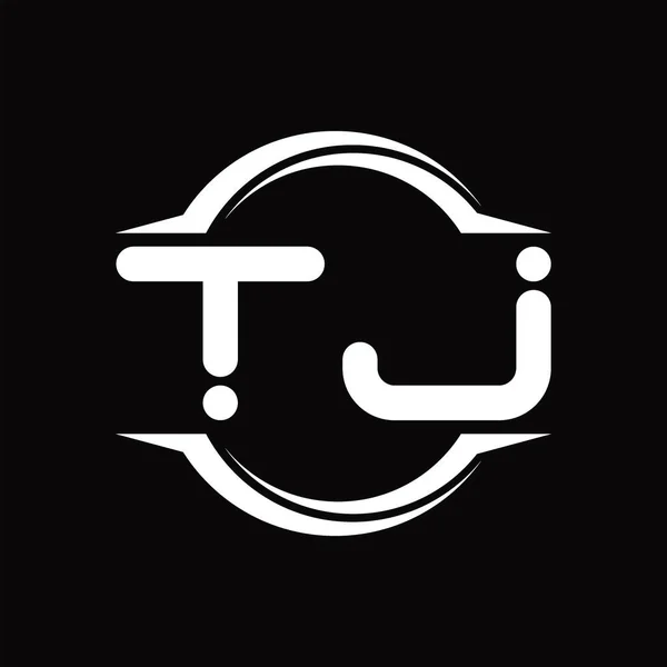 Монограмма Логотипа Круглой Закругленной Фигурой Черной Площадки — стоковый вектор