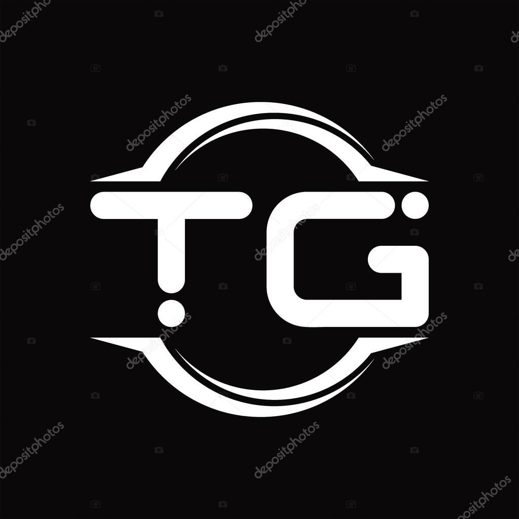 TG Logo monogram with circle rounded slice shape blackground design template