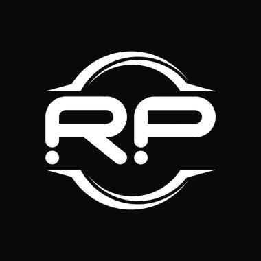 RP Logo monogram with circle rounded slice shape blackground design template