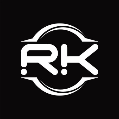 RK Logo monogram with circle rounded slice shape blackground design template