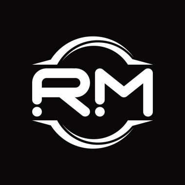 RM Logo monogram with circle rounded slice shape blackground design template