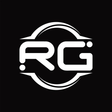 RG Logo monogram with circle rounded slice shape blackground design template