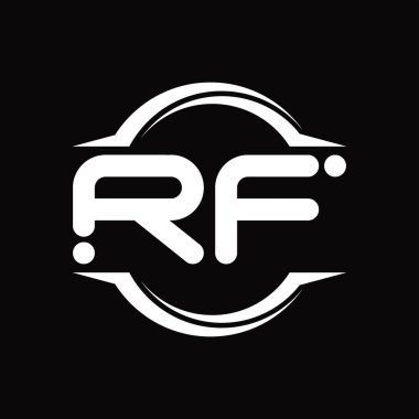 RF Logo monogram with circle rounded slice shape blackground design template