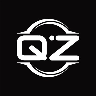 QZ Logo monogram with circle rounded slice shape blackground design template