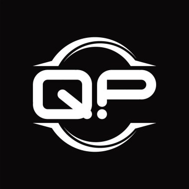 QP Logo monogram with circle rounded slice shape blackground design template