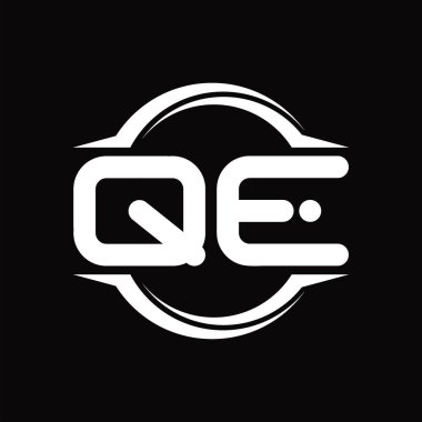 QE Logo monogram with circle rounded slice shape blackground design template