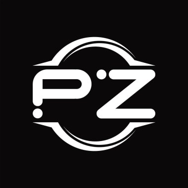 PZ Logo monogram with circle rounded slice shape blackground design template