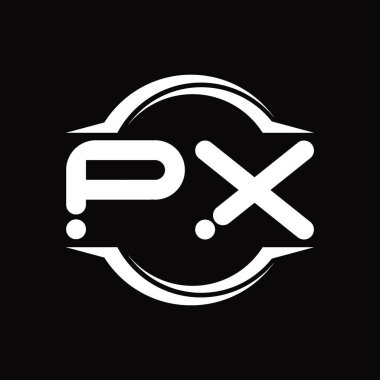 PX Logo monogram with circle rounded slice shape blackground design template
