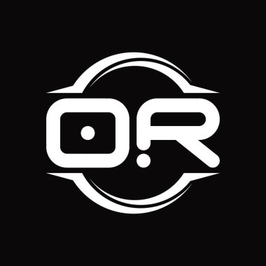 OR Logo monogram with circle rounded slice shape blackground design template