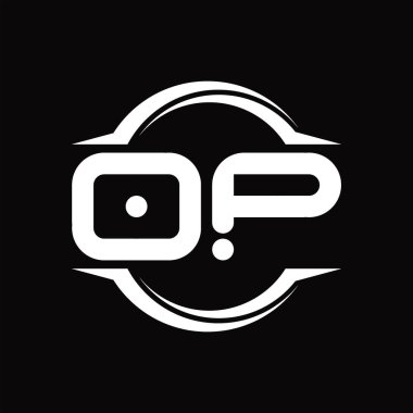 OP Logo monogram with circle rounded slice shape blackground design template