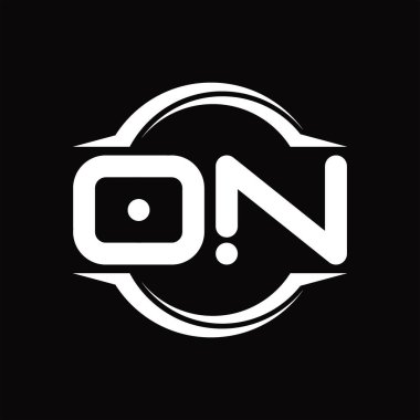ON Logo monogram with circle rounded slice shape blackground design template