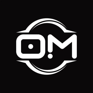OM Logo monogram with circle rounded slice shape blackground design template