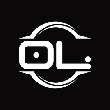 OL Logo monogram with circle rounded slice shape blackground design template