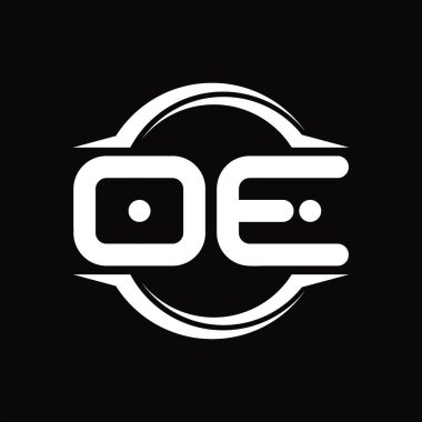 OE Logo monogram with circle rounded slice shape blackground design template