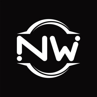 NW Logo monogram with circle rounded slice shape blackground design template