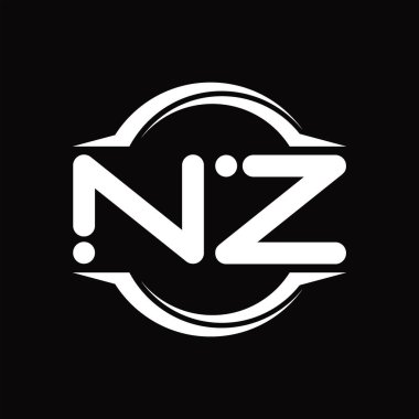 NZ Logo monogram with circle rounded slice shape blackground design template