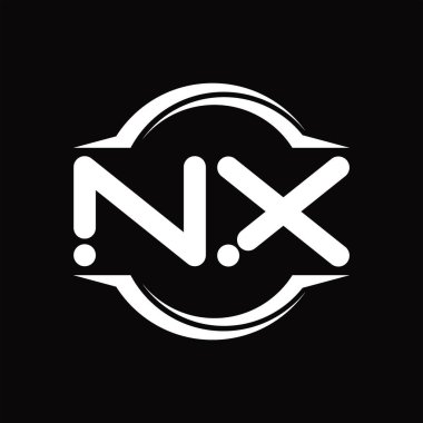 NX Logo monogram with circle rounded slice shape blackground design template