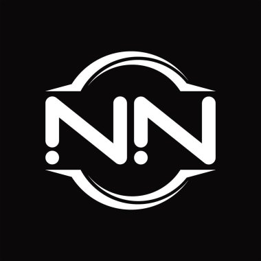 NN Logo monogram with circle rounded slice shape blackground design template