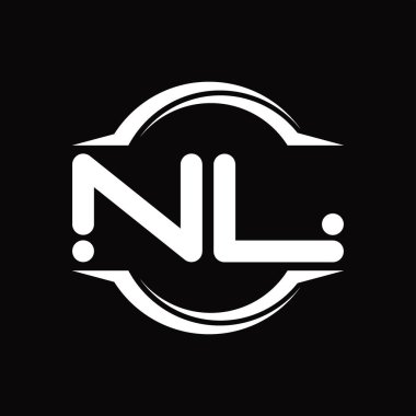 NL Logo monogram with circle rounded slice shape blackground design template