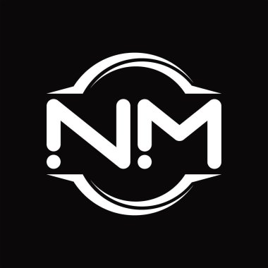 NM Logo monogram with circle rounded slice shape blackground design template