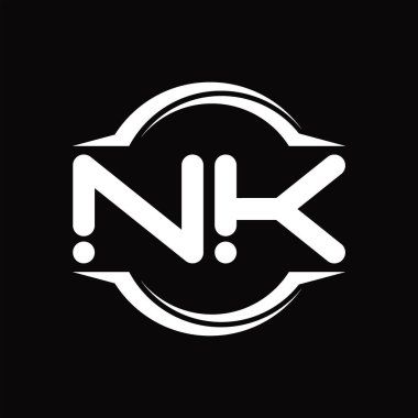 NK Logo monogram with circle rounded slice shape blackground design template