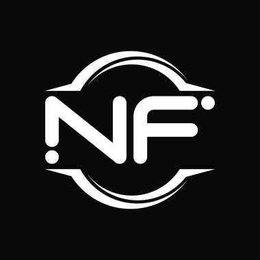 NF Logo monogram with circle rounded slice shape blackground design template