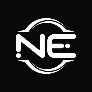 NE Logo monogram with circle rounded slice shape blackground design template