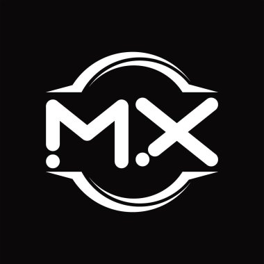 MX Logo monogram with circle rounded slice shape blackground design template