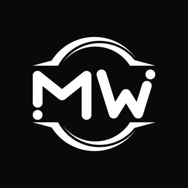 MW Logo monogram with circle rounded slice shape blackground design template