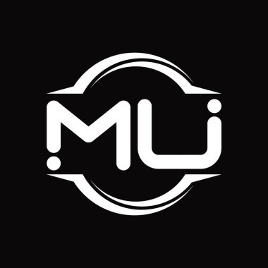 MU Logo monogram with circle rounded slice shape blackground design template