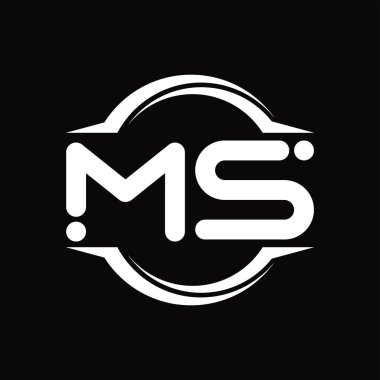 MS Logo monogram with circle rounded slice shape blackground design template