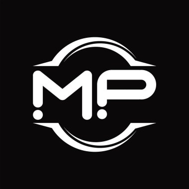 MP Logo monogram with circle rounded slice shape blackground design template
