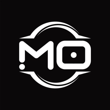 MO Logo monogram with circle rounded slice shape blackground design template