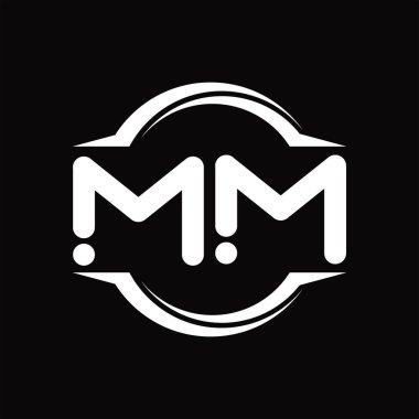 MM Logo monogram with circle rounded slice shape blackground design template