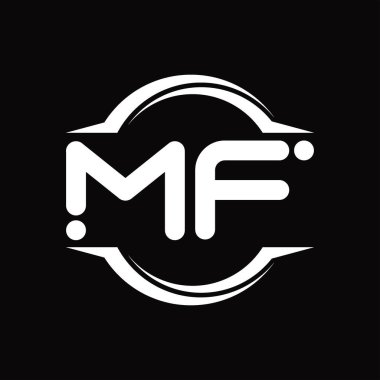 MF Logo monogram with circle rounded slice shape blackground design template