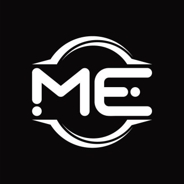 ME Logo monogram with circle rounded slice shape blackground design template
