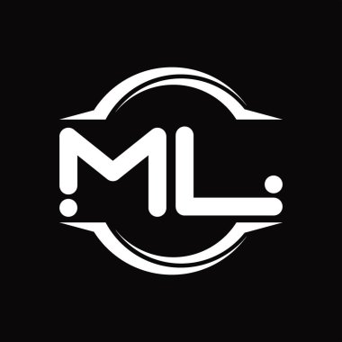 ML Logo monogram with circle rounded slice shape blackground design template